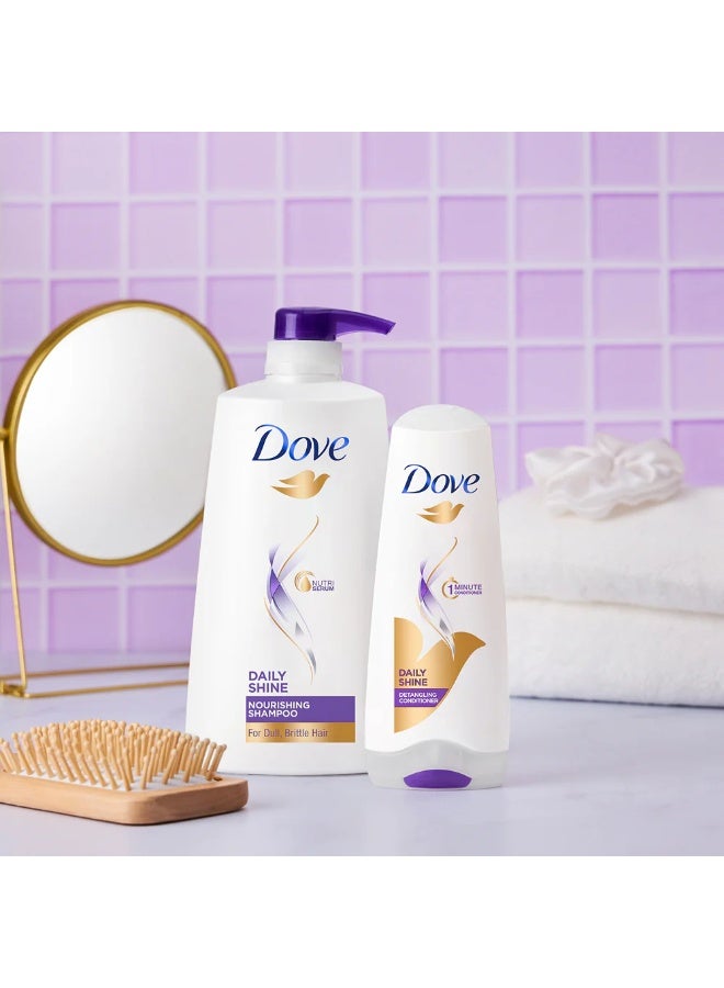 دوف شامبو دوف ديلي شاين 650 مل وبلسم دوف ديلي شاين 175 مل، مجموعة | للشعر التالف أو المجعد | غني بسيروم مغذي - Image 3